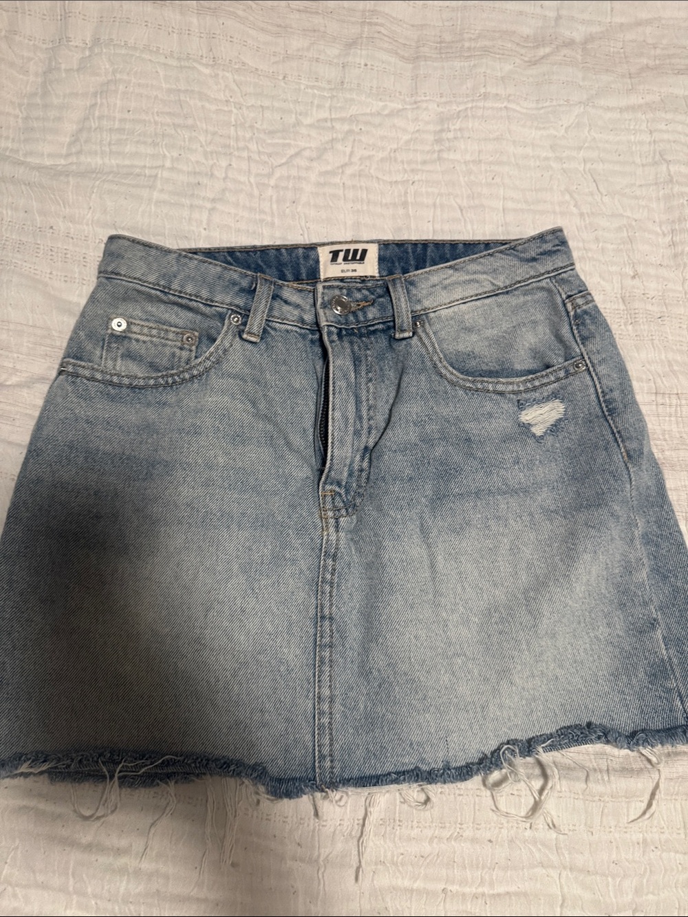 Casual Light Wash Denim Mini Skirt by